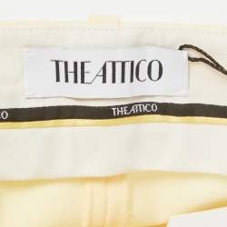Pre Owned The Attico Pastel Yellow Stretch Crepe Straight Leg Trousers M