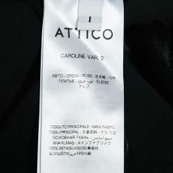 Pre Owned The Attico Black Palm Tree Embroidery Silk Raw Edges Maxi Dress S