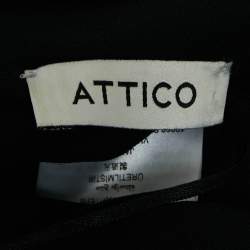 Pre Owned The Attico Black Palm Tree Embroidery Silk Raw Edges Maxi Dress S