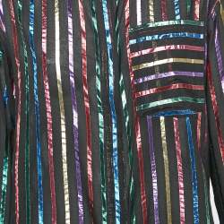 Pre Owned The Attico Black/Metallic Lurex Striped Crepe Shirt L
