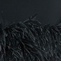 Pre Owned The Attico Black Feather Trim Jersey Fujiko Ring Mini Dress S