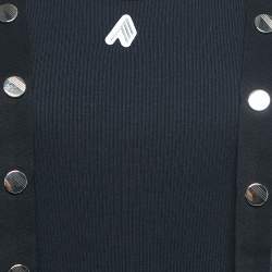 Pre Owned The Attico Black Snap Button Strap Detail Rib Knit Tank Top S