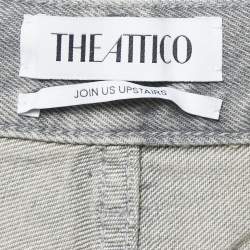 Pre Owned The Attico Grey Denim Distressed Low Rise Jeans S Waist 28" 