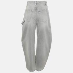 Pre Owned The Attico Grey Denim Distressed Low Rise Jeans S Waist 28" 