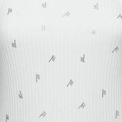 Pre Owned The Attico White F Rhinestone Rib Knit Tank Top M