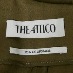 The Attico Olive Green Cotton Fold Over Waist Detail Mini Skirt S