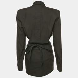 Pre Owned The Attico Black Cotton Elongated Sleeve Structured Shirt Dress S