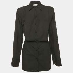 Pre Owned The Attico Black Cotton Elongated Sleeve Structured Shirt Dress S