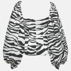Pre Owned The Attico Black/White Animal Print Crepe Top M