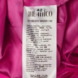 Pre Owned The Attico Fuchsia Pink Wool Feather Trim Blazer Dress M