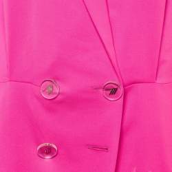 Pre Owned The Attico Fuchsia Pink Wool Feather Trim Blazer Dress M