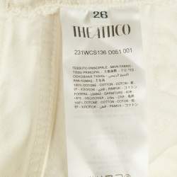 Pre Owned The Attico White Denim Low Waist Cargo Pocket Detail Mini Skirt S Waist 32"