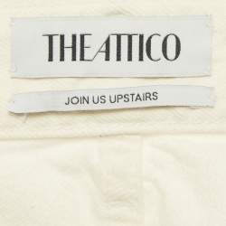 Pre Owned The Attico White Denim Low Waist Cargo Pocket Detail Mini Skirt S Waist 32"