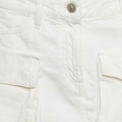 Pre Owned The Attico White Denim Low Waist Cargo Pocket Detail Mini Skirt S Waist 32"