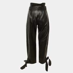 مملوكة مسبقًا The Attico Black Leather Tie Detail Paperbag Trousers S