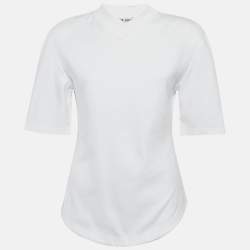 Pre Owned بلوزة أتيكو جيرسي أبيض برقبة على شكل V مقاس وسط (ميديم)