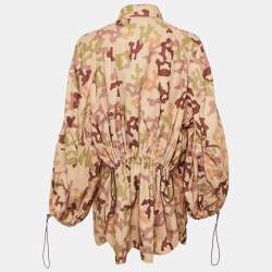 Pre Owned The Attico Beige Camouflage Print Synthetic Dexter Life Jacket S  