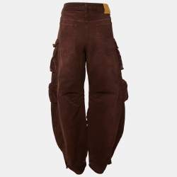 مملوكة مسبقًا The Attico Burgundy Denim Fern Long Cargo Jeans XL Waist 34"