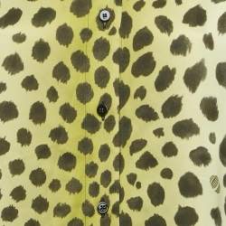 Pre Owned The Attico Yellow Leopard Print Satin Shirt L