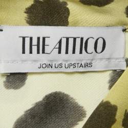 Pre Owned The Attico Yellow Leopard Print Satin Shirt L