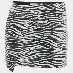 مملوكة مسبقًا The Attico Black White/Black Zebra Jacquard Wrap Mini Skirt S