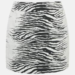 مملوكة مسبقًا The Attico Black White/Black Zebra Jacquard Wrap Mini Skirt S