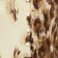 Pre Owned قميص أتيكو بني مطبوع كشمير وحرير بأكمام طويلة مقاس وسط (ميديوم)