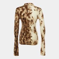 Pre Owned قميص أتيكو بني مطبوع كشمير وحرير بأكمام طويلة مقاس وسط (ميديوم)