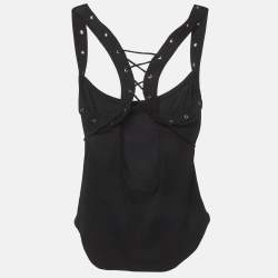 Pre Owned بلوزة أتيكو أسود جيرسي مربطة مقاس صغير (سمول)