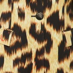 Pre Owned The Attico Beige Leopard Print Gabardine Tailored Blazer M 