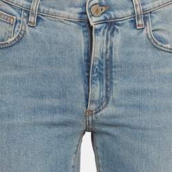 Pre Owned The Attico Blue Denim Front Slit Skinny Jeans S/Waist 26"