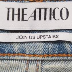Pre Owned The Attico Blue Denim Front Slit Skinny Jeans S/Waist 26"