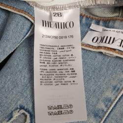 Pre Owned The Attico Blue Denim Front Slit Skinny Jeans S/Waist 26"