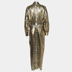 Attico Metallic Silk Belted Oversized Shirt Dress M
