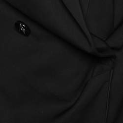 Pre Owned The Attico Black Wool & Feather Trimmed Double Breasted Dress S