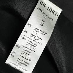 Pre Owned The Attico Black Wool & Feather Trimmed Double Breasted Dress S