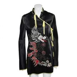 Pre Owned Attico Black Dragon Embellished Sateen Stella Mini Dress S