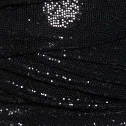 The Attico Black Sequin Embellished Knit Gathered Skirt S