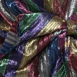 Pre Owned The Attico Multicolor Striped Lurex Tulle Bow Detail Dress S