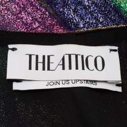 Pre Owned The Attico Multicolor Striped Lurex Tulle Bow Detail Dress S