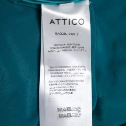 Pre Owned Attico Blue Velvet Raquel Wrap Maxi Dress S