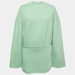 Pre Owned The Attico Pastel Green Cotton Sweatshirt Mini Dress S