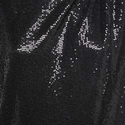 The Attico Black Sequined Ruched Top S
