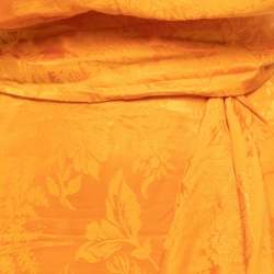 Pre Owned The Attico Orange Floral Jacquard  Skirt & Top Set S