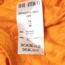 Pre Owned The Attico Orange Floral Jacquard  Skirt & Top Set S
