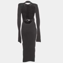 The Attico Black Open Back Wool Knit Dress M