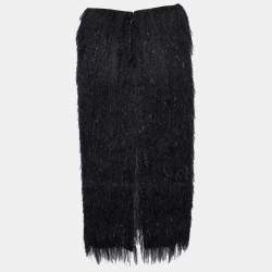 Pre Owned The Attico Black Fringed Midi Skirt S