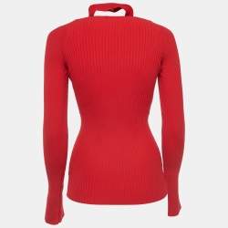 Pre Owned The Attico Red Ribbed Kit Cutout Knotted Top S