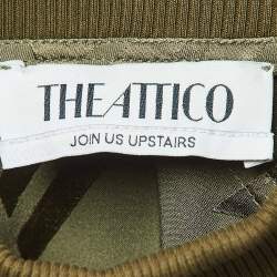 The Attico Olive Green Jacquard High Neck Midi Dress S