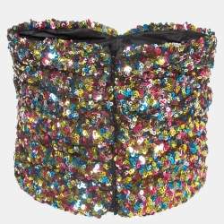 Pre Owned The Attico Multicolor Sequined Strapless Crop Top S